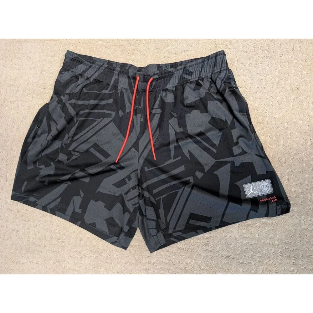 Air Jordan Paris St Germain Soccer Shorts Mens 3X XXXL All Over Grey Black Print
